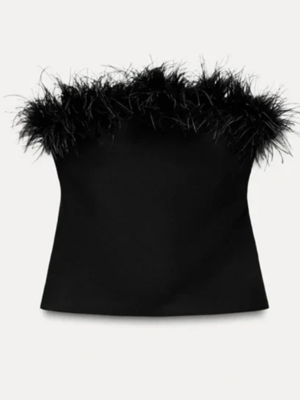 Zara black feather strapless top size S